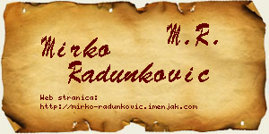 Mirko Radunković vizit kartica
